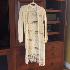 Sun & Shadow fringe woven cardigan
